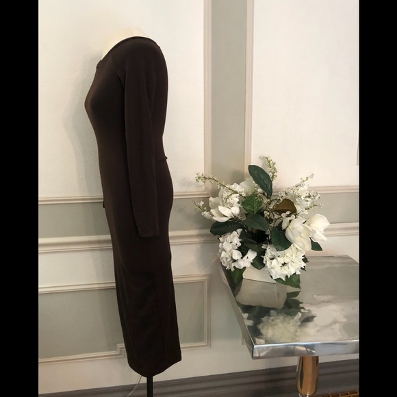 NWT- Lila Kass - Brown Midi Bodycon Dress - size XSmall - Picture 2 of 10
